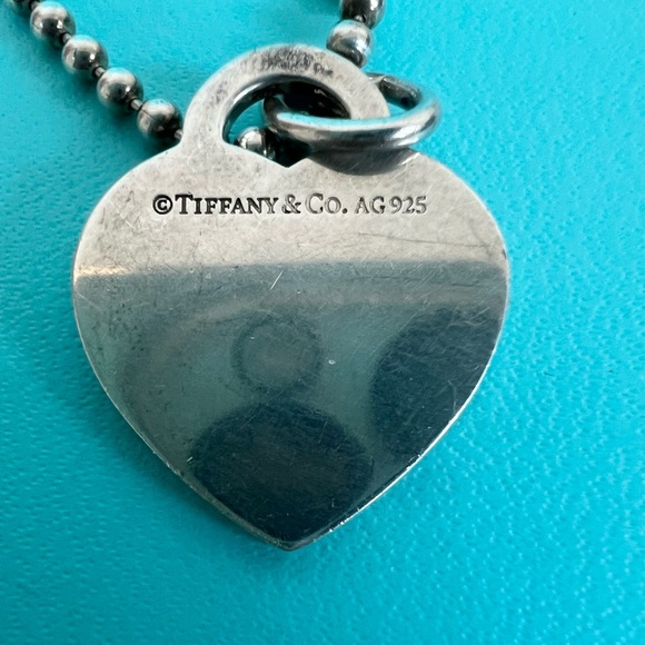 🔴Authentic Tiffany & Co. Sterling Silver RTT Heart Pendent Tag Bead Necklace🔴 - Picture 5 of 11